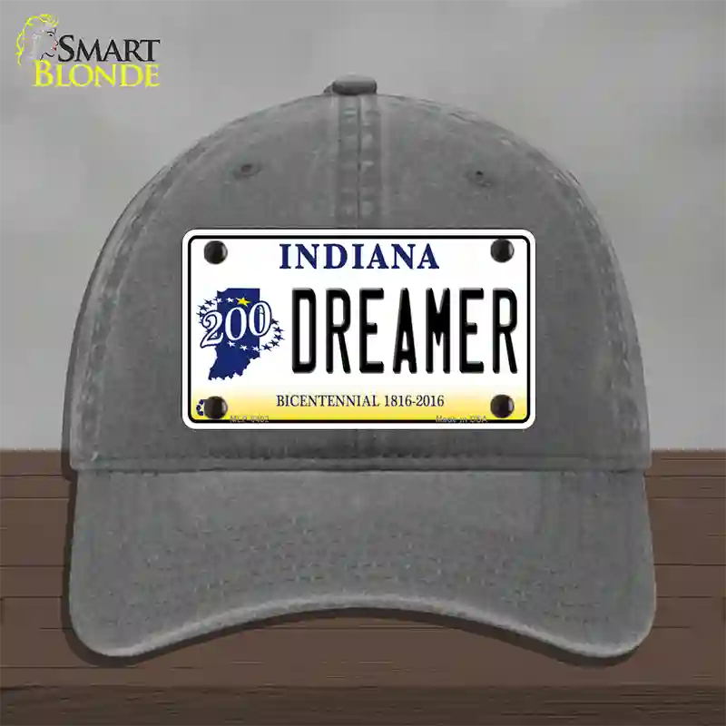 Dreamer Indiana Novelty License Plate Hat Unconstructed Cotton / Charcoal