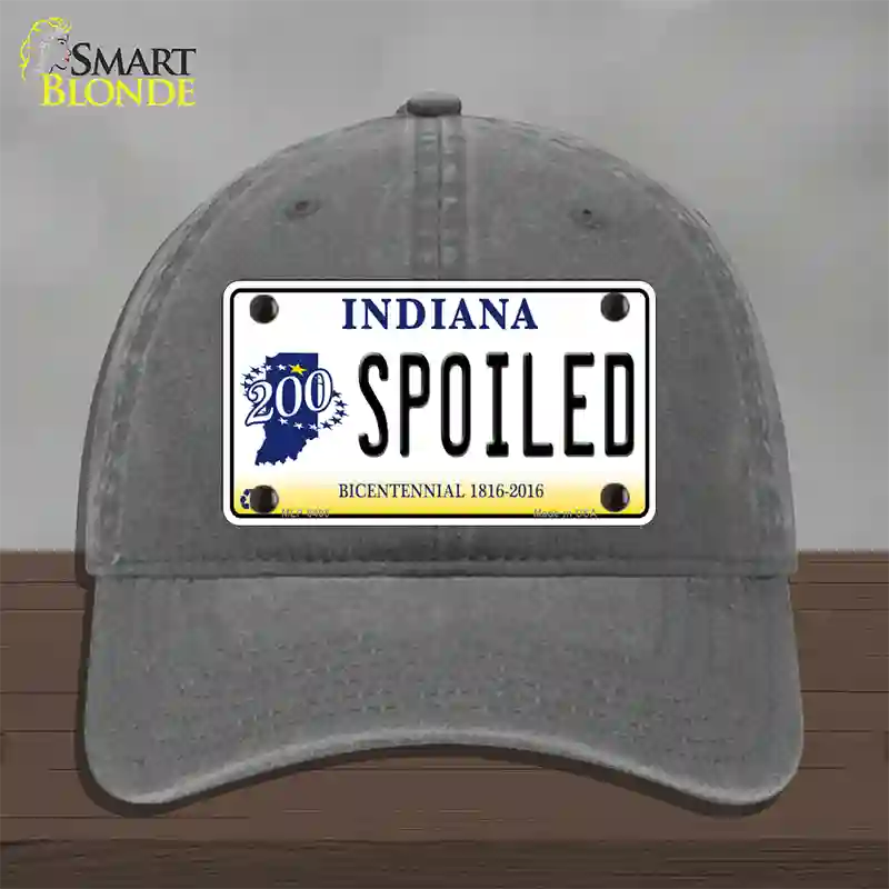 Spoiled Indiana Novelty License Plate Hat Unconstructed Cotton / Charcoal