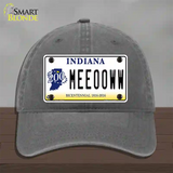 Meeooww Indiana Novelty License Plate Hat Unconstructed Cotton / Charcoal