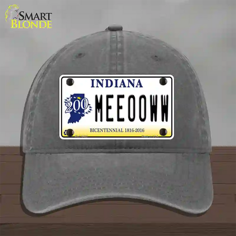 Meeooww Indiana Novelty License Plate Hat Unconstructed Cotton / Charcoal