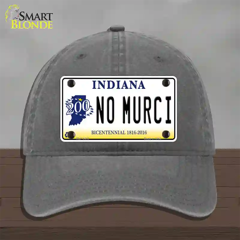 No Murci Indiana Novelty License Plate Hat Unconstructed Cotton / Charcoal