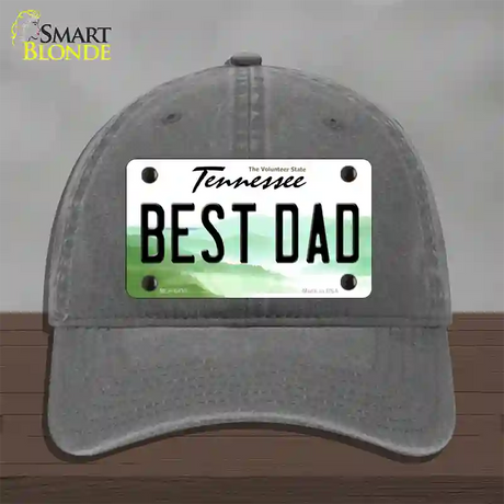 Best Dad Tennessee Novelty License Plate Hat Unconstructed Cotton / Charcoal