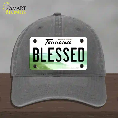 Blessed Tennessee Novelty License Plate Hat Unconstructed Cotton / Charcoal