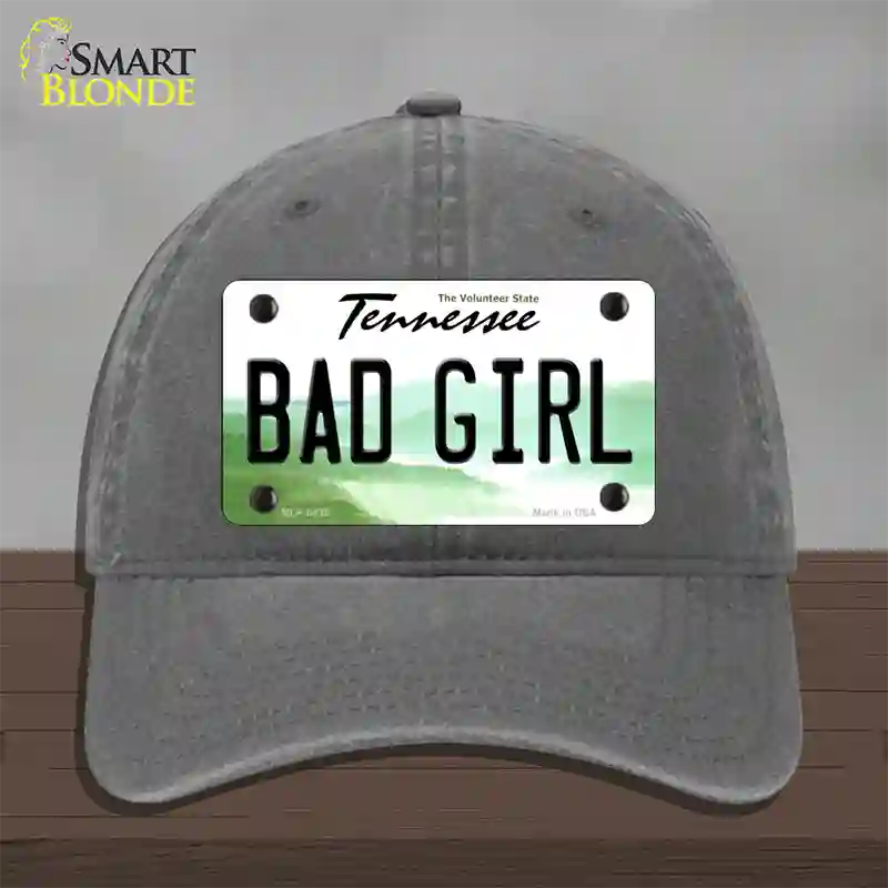 Bad Girl Tennessee Novelty License Plate Hat Unconstructed Cotton / Charcoal