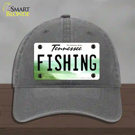 Fishing Tennessee Novelty License Plate Hat Unconstructed Cotton / Charcoal