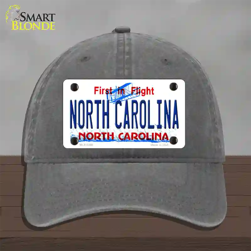 North Carolina Novelty License Plate Hat Unconstructed Cotton / Charcoal