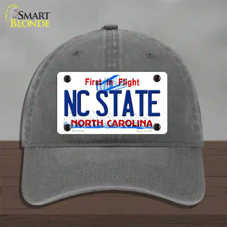 North Carolina State Novelty License Plate Hat Unconstructed Cotton / Charcoal