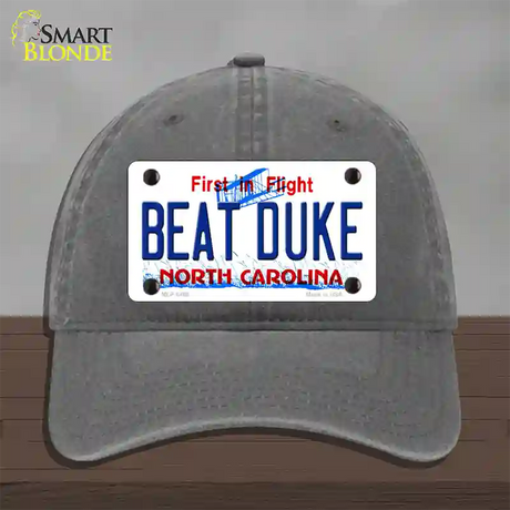 Beat Duke North Carolina Novelty License Plate Hat Unconstructed Cotton / Charcoal