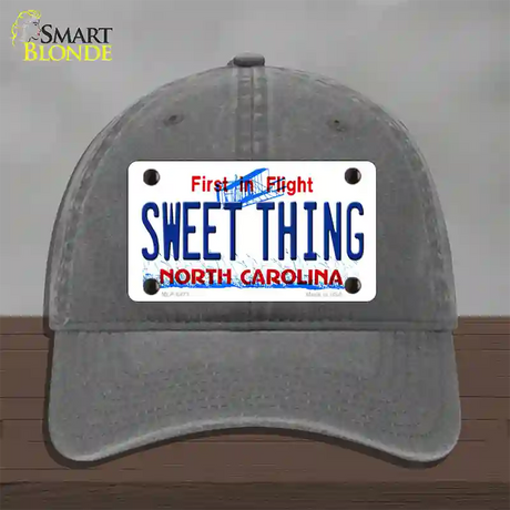 Sweet Thing North Carolina Novelty License Plate Hat Unconstructed Cotton / Charcoal