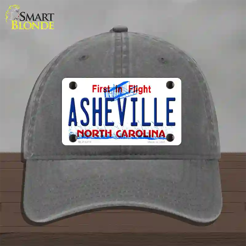 Asheville North Carolina Novelty License Plate Hat Unconstructed Cotton / Charcoal