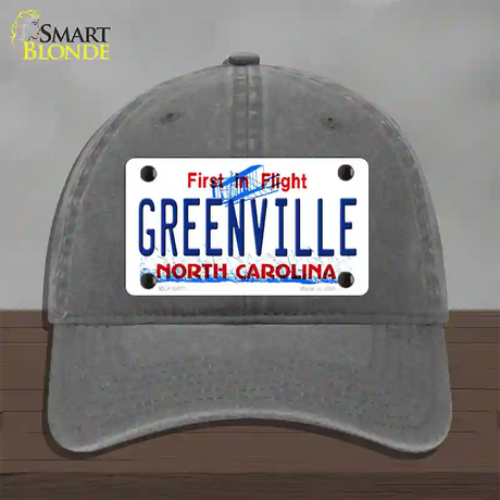 Greenville North Carolina Novelty License Plate Hat Unconstructed Cotton / Charcoal