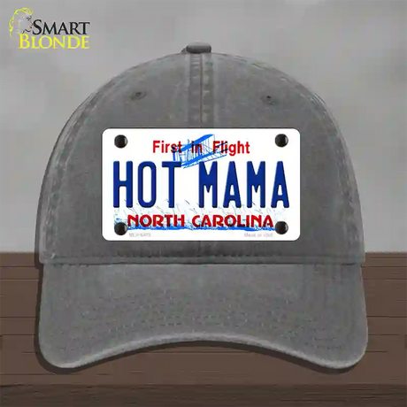 Hot Mama North Carolina Novelty License Plate Hat Unconstructed Cotton / Charcoal