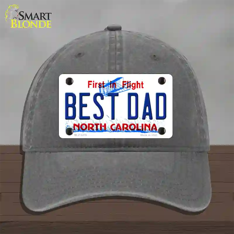 Best Dad North Carolina Novelty License Plate Hat Unconstructed Cotton / Charcoal