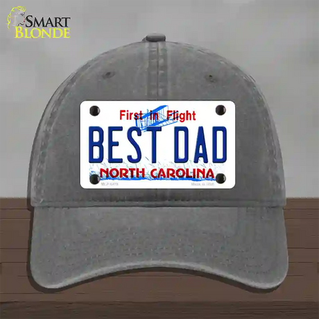 Best Dad North Carolina Novelty License Plate Hat Unconstructed Cotton / Charcoal