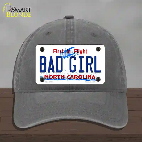 Bad Girl North Carolina Novelty License Plate Hat Unconstructed Cotton / Charcoal