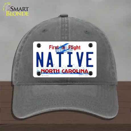 Native North Carolina Novelty License Plate Hat Unconstructed Cotton / Charcoal