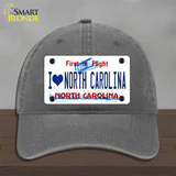 I Love North Carolina Novelty License Plate Hat Unconstructed Cotton / Charcoal