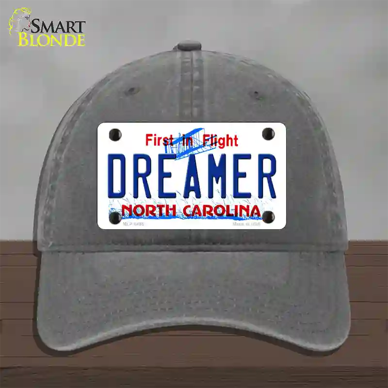 Dreamer North Carolina Novelty License Plate Hat Unconstructed Cotton / Charcoal