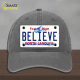 Believe North Carolina Novelty License Plate Hat Unconstructed Cotton / Charcoal