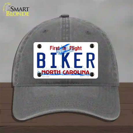 Biker North Carolina Novelty License Plate Hat Unconstructed Cotton / Charcoal