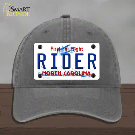 Rider North Carolina Novelty License Plate Hat Unconstructed Cotton / Charcoal