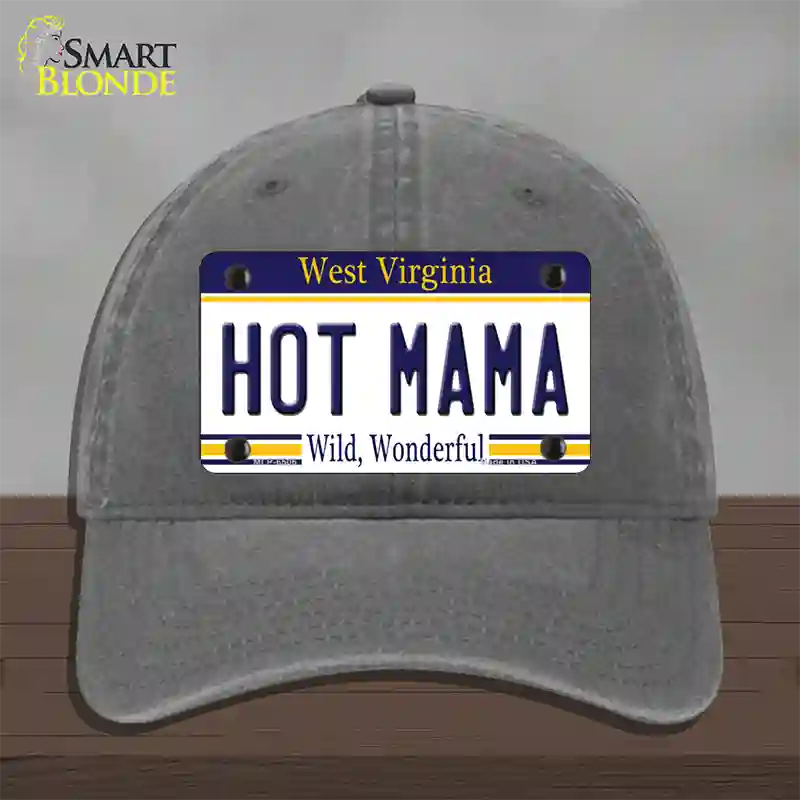 Hot Mama West Virginia Novelty License Plate Hat Unconstructed Cotton / Charcoal