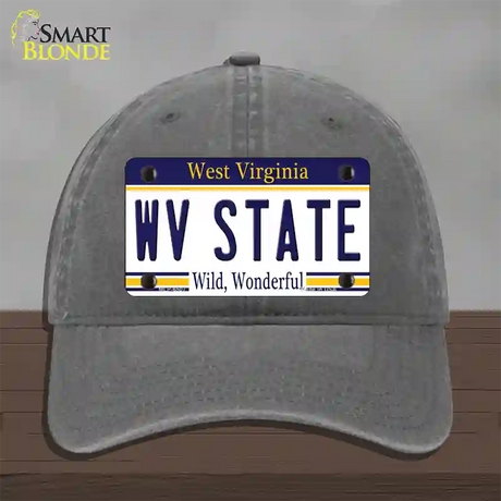 West Virginia State Novelty License Plate Hat Unconstructed Cotton / Charcoal