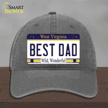 Best Dad West Virginia Novelty License Plate Hat Unconstructed Cotton / Charcoal