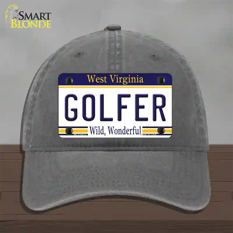 Golfer West Virginia Novelty License Plate Hat Unconstructed Cotton / Charcoal