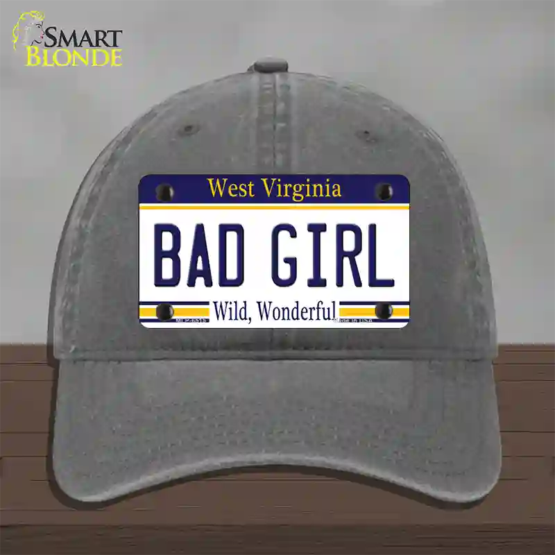 Bad Girl West Virginia Novelty License Plate Hat Unconstructed Cotton / Charcoal