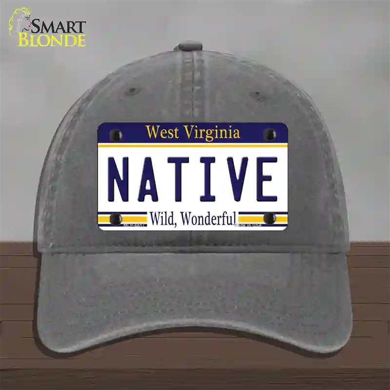 Native West Virginia Novelty License Plate Hat Unconstructed Cotton / Charcoal