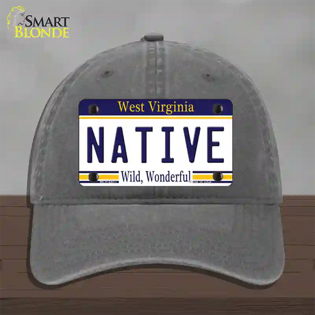 Native West Virginia Novelty License Plate Hat Unconstructed Cotton / Charcoal