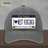 I Love West Virginia Novelty License Plate Hat Unconstructed Cotton / Charcoal