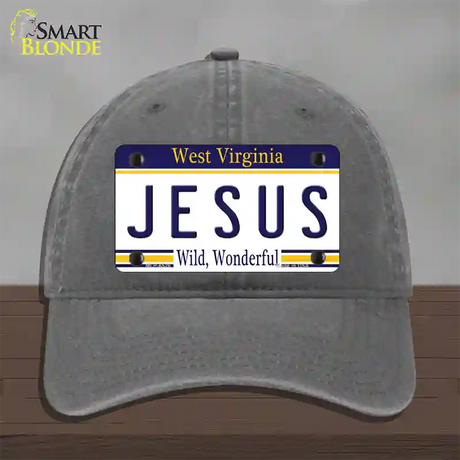 Jesus West Virginia Novelty License Plate Hat Unconstructed Cotton / Charcoal