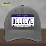 Believe West Virginia Novelty License Plate Hat Unconstructed Cotton / Charcoal