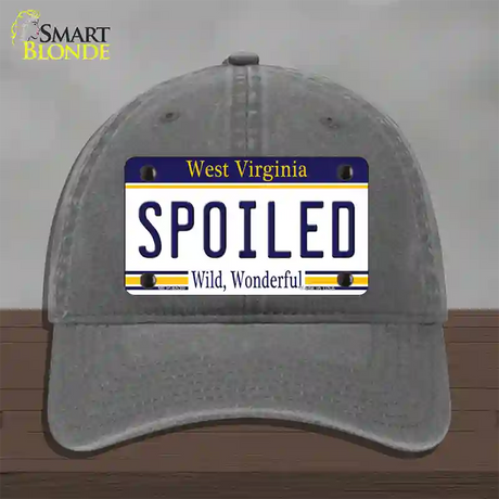 Spoiled West Virginia Novelty License Plate Hat Unconstructed Cotton / Charcoal