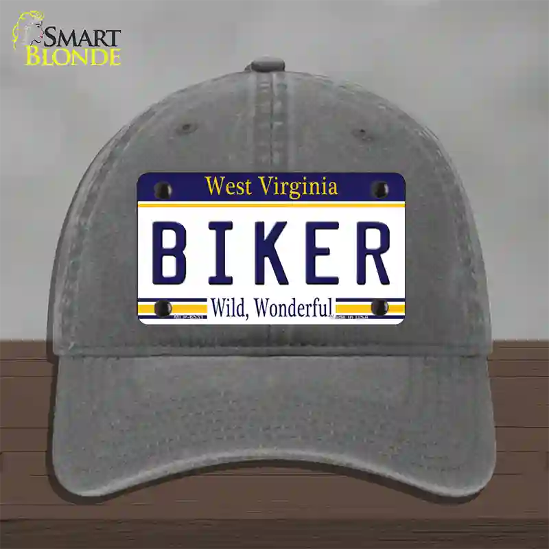 Biker West Virginia Novelty License Plate Hat Unconstructed Cotton / Charcoal