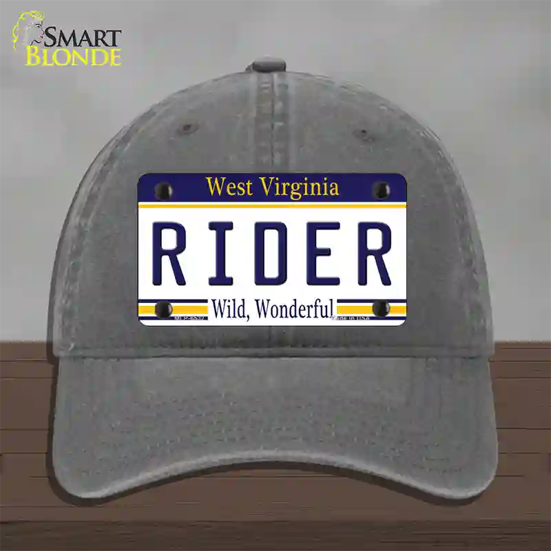 Rider West Virginia Novelty License Plate Hat Unconstructed Cotton / Charcoal