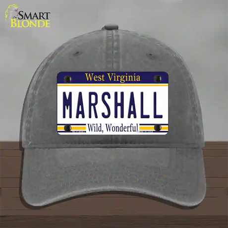 Marshall West Virginia Novelty License Plate Hat Unconstructed Cotton / Charcoal