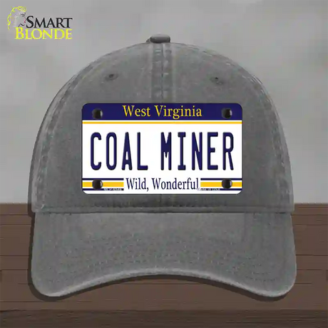 Coal Miner West Virginia Novelty License Plate Hat Unconstructed Cotton / Charcoal