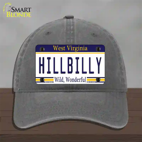 Hillbilly West Virginia Novelty License Plate Hat Unconstructed Cotton / Charcoal