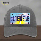 Southern State Mississippi Novelty License Plate Hat Unconstructed Cotton / Charcoal