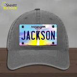 Jackson Mississippi Novelty License Plate Hat Unconstructed Cotton / Charcoal