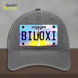 Biloxi Mississippi Novelty License Plate Hat Unconstructed Cotton / Charcoal