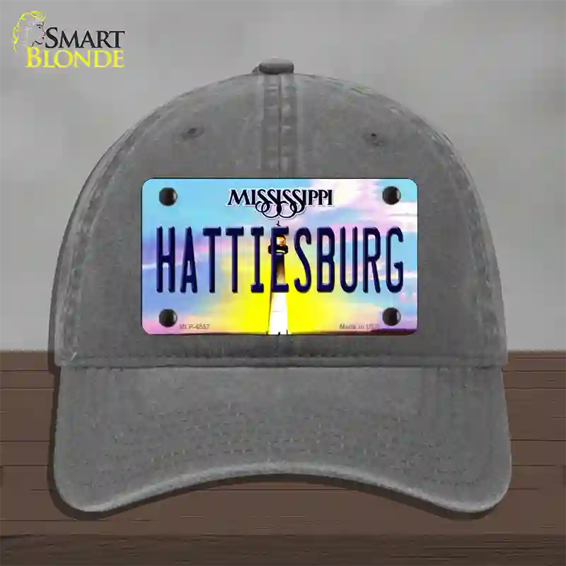 Hattiesburg Mississippi Novelty License Plate Hat Unconstructed Cotton / Charcoal