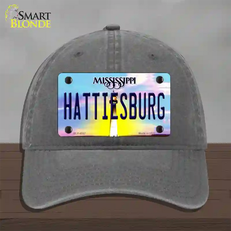 Hattiesburg Mississippi Novelty License Plate Hat Unconstructed Cotton / Charcoal