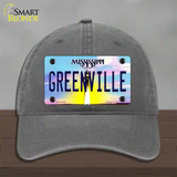 Greenville Mississippi Novelty License Plate Hat Unconstructed Cotton / Charcoal