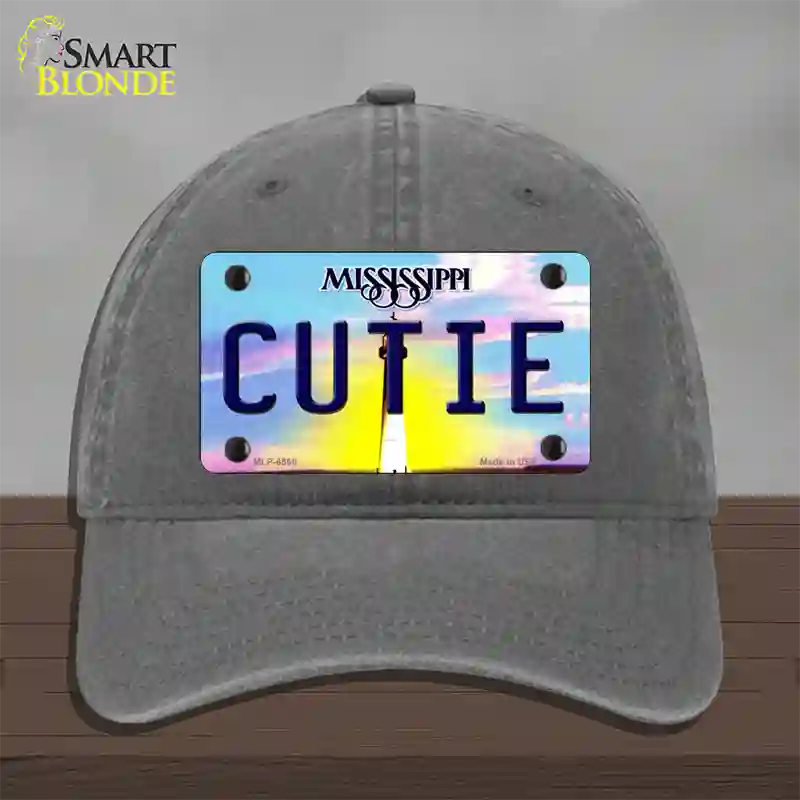 Cutie Mississippi Novelty License Plate Hat Unconstructed Cotton / Charcoal