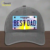 Best Dad Mississippi Novelty License Plate Hat Unconstructed Cotton / Charcoal