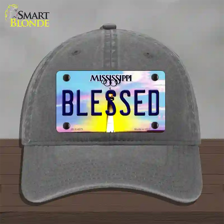 Blessed Mississippi Novelty License Plate Hat Unconstructed Cotton / Charcoal